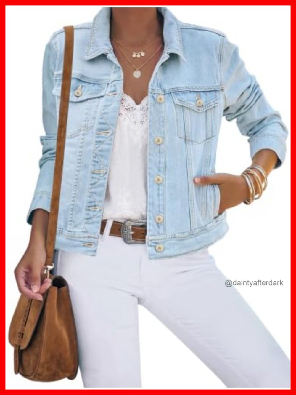 Stretch Fitted Button Down Denim Jean Jacket Long Sleeve Casual